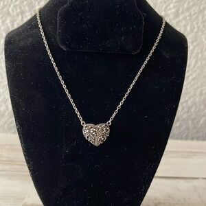Lois Hill Sterling Silver Granulated Filigree Puffed Heart Pendant Necklace.